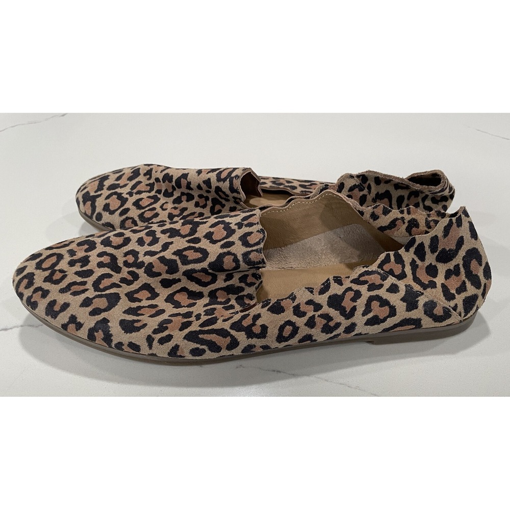 Lucky Brand Shoes Womens Sz‎ 9.5 M Slip On Brown Suede Leopard Print Casual SHB